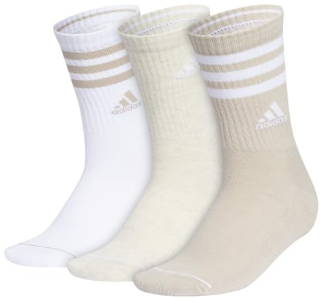 adidas Women's Crew Socks with Arch Compression 3-Pack, Comfortable, Sweat-Wicking, Stylish 3-Stripe