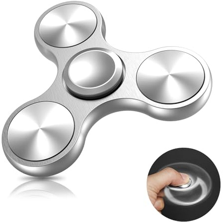 Coolden Hand Spinner EDC Jouet Fidget Toys Roulement en Métal et Acier Inoxydable Haute Vitesse de 3-5 Min Fidget Jouet Finger Toy Anti Stress Fidget Spinner pour Adultes Enfants Argent