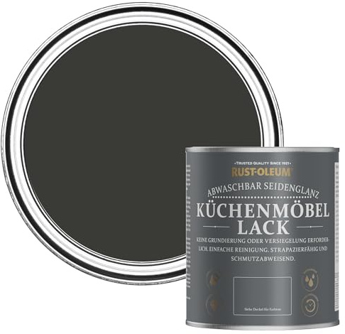 Rust-Oleum Black Scrubbable Kitchen Cupboard Paint in Satin Finish - Dark Magic 750ml