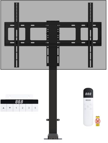 DIHOOL TV Lift Elektrisch mit Fernbedienung für 85-100 Zoll Max 120kg TV Bodenständer Höhenverstellbar (Höhe: 990-2440MM)