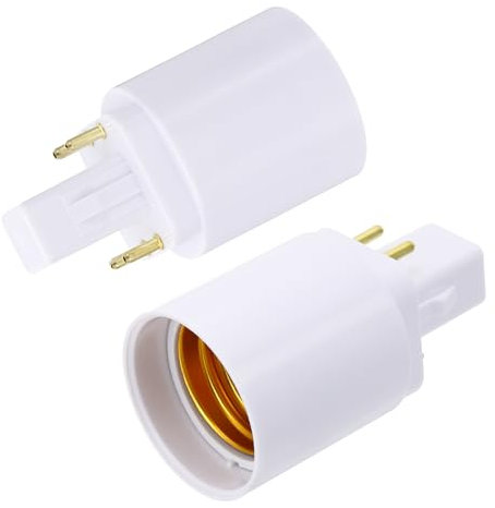 PATIKIL 2 Stück G24-E27 4-Polig, Fassunge Sockel, Glühbirnen Fassung für Party Beleuchtung, Bastelarbeit, Terrassenüberdachung (Weiß)