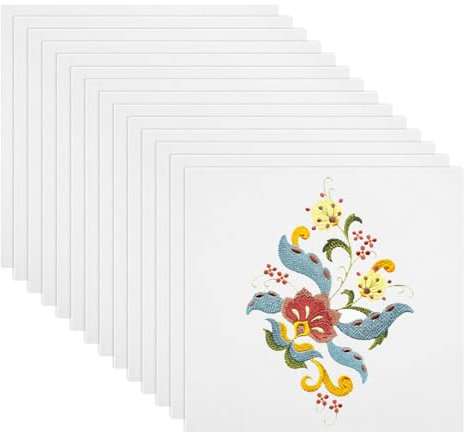 14 Stück Kreuzstich Stoff Weiß Baumwoll Stickstoff 20 x 20 cm DIY Sticken Stoff zum Sticken Vorgeschnittenes Leinenstoff Sticktuch Quadratisch Baumwollsticktuch für Stickereien Handarbeiten