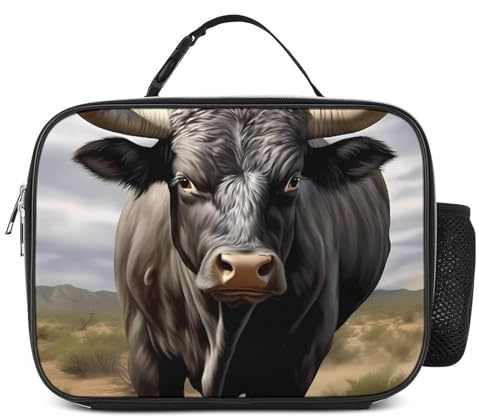 The Bull Horns Lunch Box Insulated Lunch Bag Portable Lunch Tote Bag for Men Women Office Work Picnic