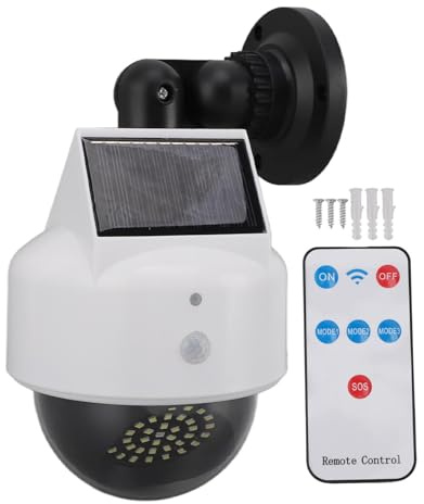 ZJchao Cámara de Simulación Falsa, Chupete con Energía Solar para Exteriores con Luz LED Intermitente Roja, Sensor de Movimiento para Interiores y Exteriores, Cámaras de Vigilancia