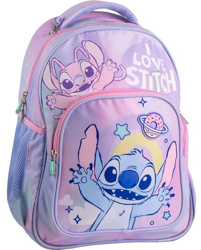Mochila Escolar Mediana 42 Cm Stitch Medidas 32.0x42.0x20.0 cm para Niñ@s con Asas Ajustables y Ergonómica | Mochila Infantil Comodidad y Ajuste con Espacio, Material Resistente y Fácil de Limpiar