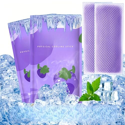 Cooling Gel Patches 20 Pack - 8 Hour Ice Cold Relief for Forehead, Neck & Body | Grape Mint Scented | Instant Temperature Drop for Sunburn, Workouts, | Hypoallergenic, Non-Irritating & Portable