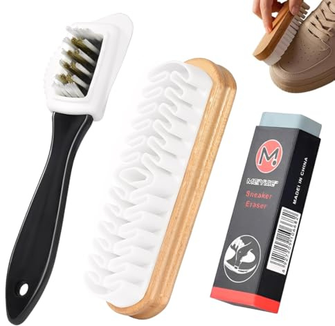 LAKPYN Pulizia Scarpe Scamosciate Set,Spazzole per Scarpe Scamosciate + gomma per camoscio + Nabuk Detergente per Scarpe a 4 lati,Pulizia e cura delle Scarpe in Pelle