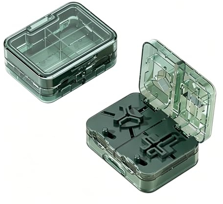 Cortador de Pastillas con Compartimento de Almacenamiento, Corta Partidor de Pastillas Medicamento para Tabletas Pequeñas y Grandes, Pill Cutter Portátil para Viajes y Uso Diario (Verde)