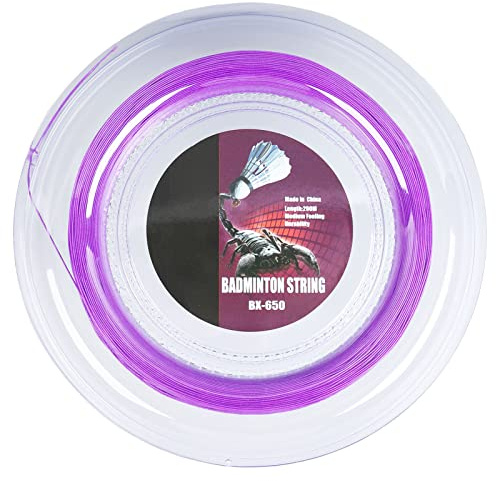 Agatige Cuerda para Raqueta de bádminton, 0,72 mm, 200 m, Nailon, para Entrenamiento de Raquetas, Bx 650, Cuerda elástica, Accesorio para reparación de Raquetas de (Púrpura)