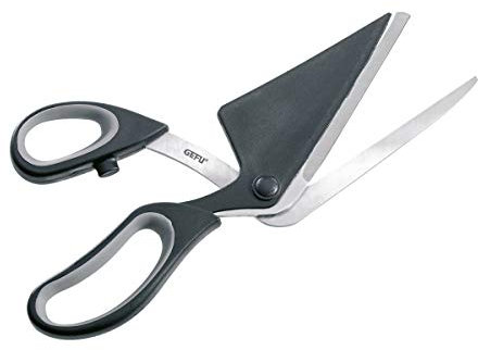 GEFU Pezzo Pizzaschneider mit 2-in-1 Funktion - Praktische Pizzaschere & Heber aus japanischem Klingenstahl - Zerlegbare Küchenschere mit Soft-Touch Griff, Spülmaschinengeeignet, 27,2 cm