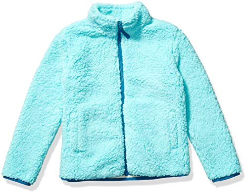 Amazon Essentials Giacca con Cerniera Integrale in Pile Sherpa Bambine e Ragazze, Blu Acqua, 6-7 Anni