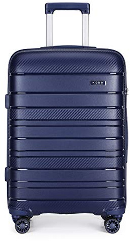 Kono Suitcase 28 Inch Polypropylene Large Check in Luggage (Navy) | Hard Shell Travel Trolley Suitcase with Spinner Wheels TSA Lock YKK Zippers for Easy Travel