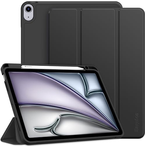 EasyAcc Funda Compatible con iPad Air 11 Pulgadas M3/M2 (2025/2024), iPad Air 5/4 (10,9 Pulgadas, Modelo 2022/2020, 5a/4a Generación), Funda de Piel Ultrafina TPU Soft Case,Carbón Negro