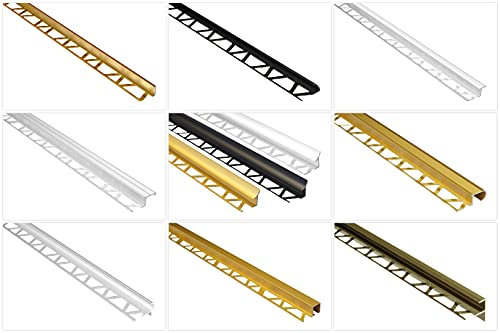 Rail de carrelage Effector en aluminium anodisé - protection des bords de carrelage - (profilé d'angle or) Les profilés de protection recouvrent le rail de transition de manière robuste