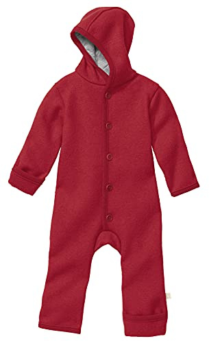 Disana WALK-OVERALL, 100% Bio-Merinowolle GOTS, IVN Best | mit Umklappbündchen | Newborn Baby Kleinkind Kind Unisex | Made in Germany | Bordeaux Gr. 98-104