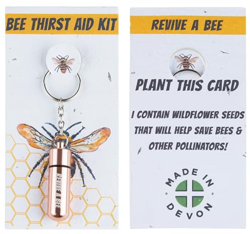 Revive a Bee Rose Gold Bee Revival Kit, Keyring with Sugar Syrup & Plantable Packaging to Rescue Bees, Perfect Gifts for Nature Lovers