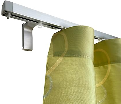 TENDAGGIMANIA Bastone Tenda Soffitto/Parete Moderno L.140CM Colore BIANCO- Binario per Tende a Onda a Corda e Manuale-Terminali e Tappi inclusi- Binario Tenda Modello Cubo