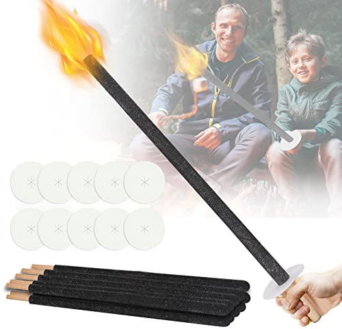 Tubiaz Facklor 10 stycken trädgårdsfacklor för utomhus brinntid 100 min inklusive handskydd med extra långt handtag för barn facklor nattvandring