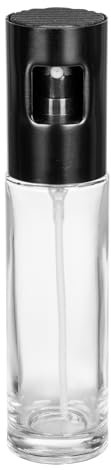 WENKO Sprüher für Essig und Öl Nevo, mit durchsichtigem Glasbehälter 100 ml, Sprühkopf aus Edelstahl, Kunststoff-Pumpknopf, (B/T x H): Ø 4 x 17 cm, Schwarz