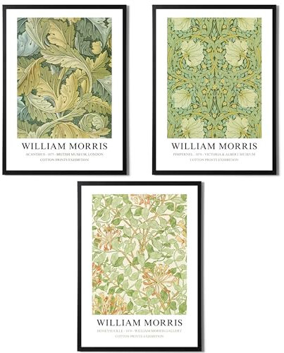 State Media Vision William Morris Set of 3 Art Prints - Acanthus, Honeysuckle, Pimpernel - Famous Artist Pictures Available in a Variety of Sizes (Set 7, A3 Print Only)