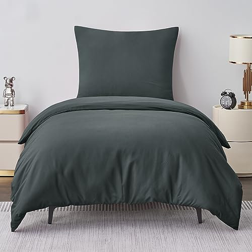 Aisbo Bettwäsche 135x200 2teilig Grau - Mikrofaser Bettwäsche-Sets Anthrazit mit Reißverschluss, ÖKO-TEX Bettbezug 135 x 200 cm 2tlg mit Kissenbezug 80x80 cm, Weich und Bügelfrei