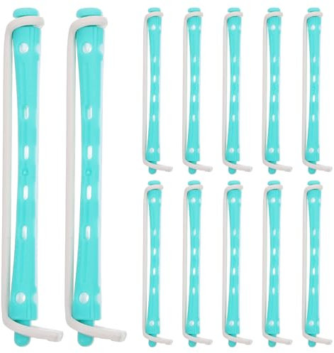 FRCOLOR Kit permanente per strumenti per capelli, bigodini, bigodini, bigodini per capelli ondulati, bigodini colorati, 12 pezzi, colore verde