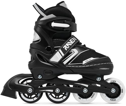 RAVEN Inline Skates Inliner für Kinder Erwachsene verstellbar (Helixi Black/Grey, 38-42 (24,5cm-26,5cm))