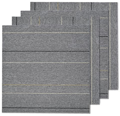 tonchean 20 piezas de azulejos de moqueta de 50 x 50 cm, baldosas de moqueta duraderas, suelo autonivelante, antideslizante, para oficina, salón, dormitorio, gris claro (5 ㎡)