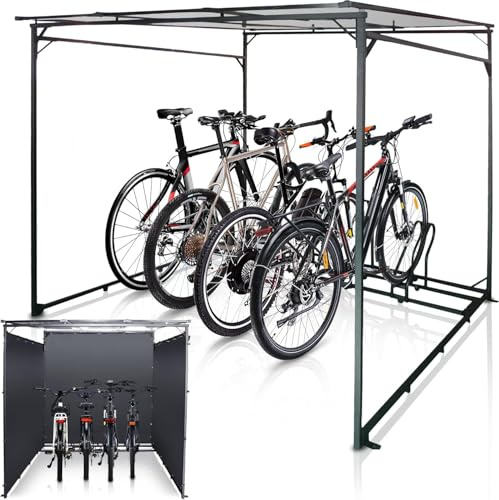 WIELS® Fahrradgarage 4 Fahrräder - Fahrradunterstand 190x188x190cm - Metall Fahrradschuppen - Zeltgarage - Fahrradbox - Bicycle Parking