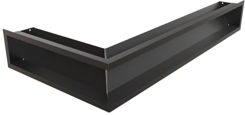 Kratki LUFT ventilationsgaller hörn 12x80x40 cm smalt svart – dekorativt hörnventilationsgaller av metall för eldstäder och värmesystem, 45° lutande, pulverlackerat, för väggmontering