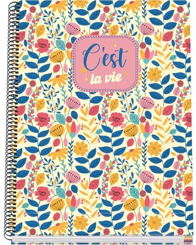 DOHE - Cahier A4 Quadrillé - 100 Feuilles Épaisseur 90 g/m², Format 22,8x30 cm, Couverture Rigide, Reliure à Anneaux, Quadrillage 5 mm, Fournitures Scolaires - C'Est La Vie