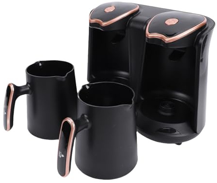 Bewinner Macchina per caffè Turco Elettrica da 1200 W, Caffettiera a Doppio Scomparto con Controllo della Temperatura Regolabile e 2 Tazze per Un'autentica Preparazione della Birra a