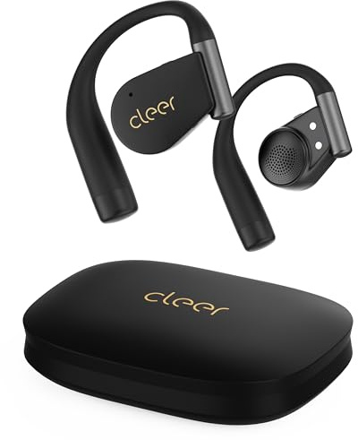 Cleer ARC 4 Plus Open Ear Earbuds,True Wireless Bluetooth Earphones with Dolby Audio and Head Tracking, Earhook Earbuds with 34H Playtime, IPX7 Waterproof Sports Headphones for Workout, EQ, Black