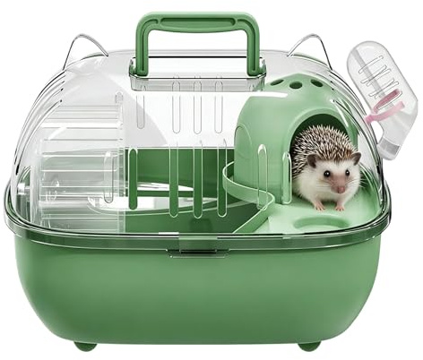 Small Pet Carrier Transparent, Outing Cage with Clear Cover, Travel Hamster Cage for Rabbits Rodents Lizards, Portable Transport Box for Short Trip Car Outing Picnic Home Garden