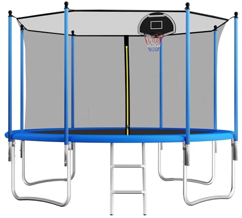 Trampolino esterno 366 cm con rete di sicurezza, resistente alle intemperie e portata 150 kg - Trampolino da giardino per bambini e adulti, ideale per fitness e salto all'aperto