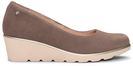 miMaO Ballerines à Talon compensé Taupe, EU 42