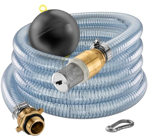 Poppstar Tubo di aspirazione 1 4 m con sfera galleggiante 6, raccordo diametro interno 25 mm/diametro esterno 33 mm, moschettone 5x50 mm, blu