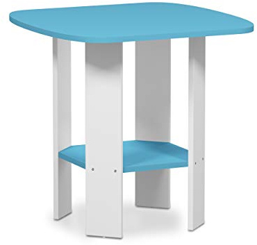 Furinno SIMPLE DESIGN Side Table, 2-Tier End Table, Open Shelves Night Stand, Bedside Table, for Living Room, Bedroom, Light Blue