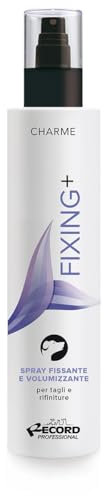 Record Charme Fixing+ Volumising Spray pour chiens. Spray professionnel pour le pelage à l'extrait de myrtille avec effet lumineux et extra-volumineux, Fabriqué en Italie 250ml