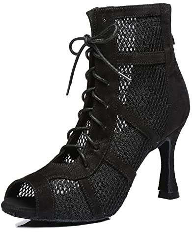 MINITOO Danskängor dam sommar fest bal formella sandaler sko öppen tå, L446 svart 9 cm häl, 42 EU