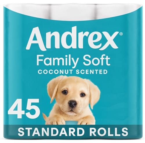 Andrex Coconut Fresh Fragrance Toilet Rolls - 45 Toilet Roll - Bulk Buy Toilet Rolls - Coconut Scented Toilet Rolls for a Fresh and Confident Clean