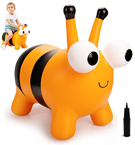 ZOOJOY Bee Bouncy Animals Hopper, Inflatable Bouncing Hopper, Outdoor Indoor Jumping Bounce Hopping Toys for Toddlers, for 18 Months 2 3 4 Year Old Kid Toddler