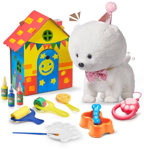 tumama Fernbedienung Elektronisch Plüschwelpe Spielzeug Haustier für Kinder,Interaktive Spielzeug Haustier Hund mit Gehen,Bellen,Tiere Realistisches Plüschtier Geschenk