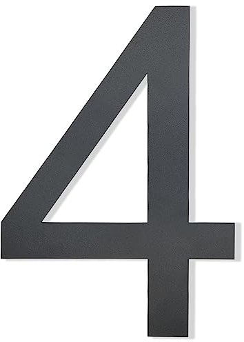 Hopelit Hausnummer, Hausnummer Anthrazit RAL 7016 Anthrazitgrau Feinstruktur Pulverbeschichtet, Hausnummer Edelstahl, Hausnummern Höhe 20cm - Schrift Arial - Ziffer 4