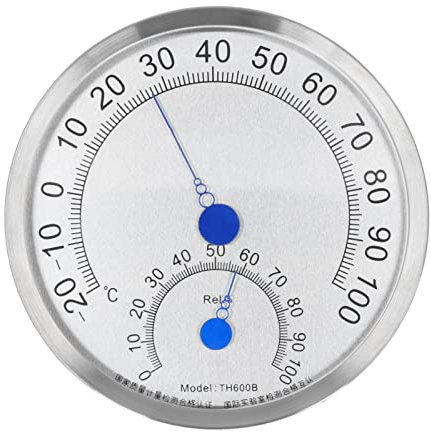 Rundes Thermometer, Edelstahl-Thermometer für den Außenbereich, groß, Stahl, Außenthermometer, Hygrometer, Wasserdicht, Großes Wetterthermometer, Hitzebeständig (Ohne Halterung)