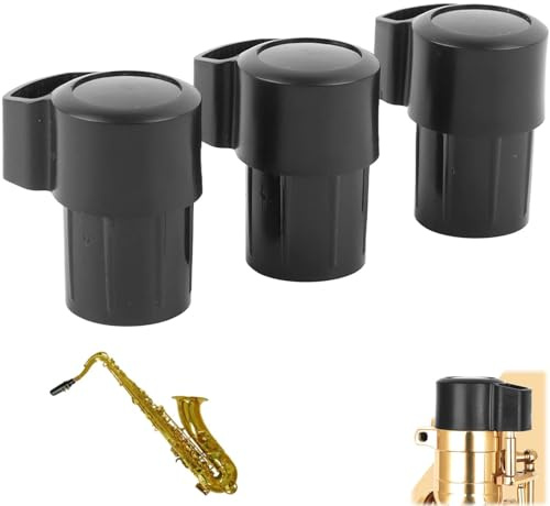 Tissting B Flache Altsaxophon Stecker, 3 Stück Sax Tasten Stecker Saxophone Kappe Kappenstopfen ABS Sax End Kappen Gebogener Hals Tasten Schutz Musik Instrument für Saxophon