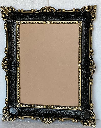 Pintici Bilderrahmen 30x40cm Barock Hängerahmen Barockrahmen 57 x 47 cm Shabby,Jugendstil Antik Spiegelrahmen (Schwarz-Gold)