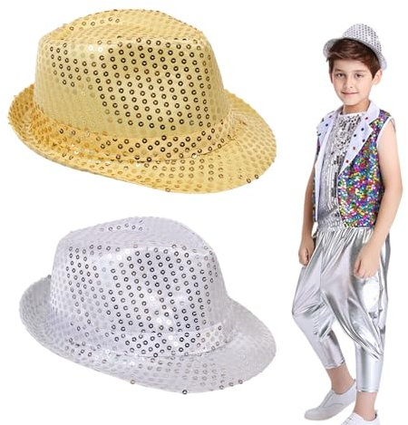 Chapeau Disco Fedora Brillant Casquette Jazz pour Adulte et Danseur Lot de 2