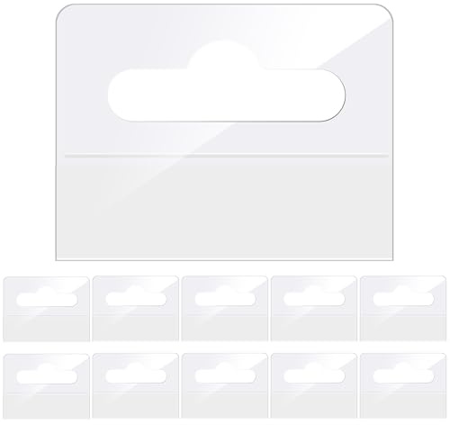 200PCS Clear Sticky Hang Tabs Plastic Hanging Tabs with Slot Hole Self Adhesive Sticker Hanger Hanging Folder Tabs for Sale Items Store Retail Display (1.8''x1.4'')