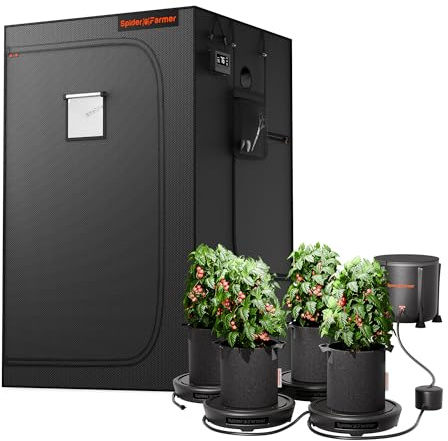 Spider Farmer 4-Pack Grow Tent Gravity-Fed Self-Watering System with 4x4 Grow Tent Bundle